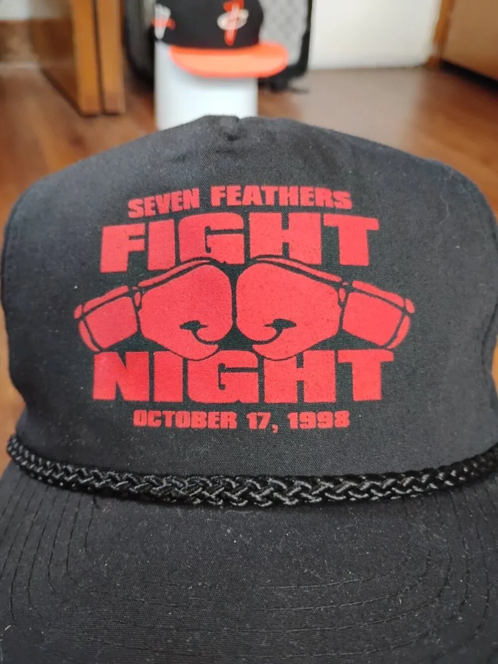 Vintage Seven Feathers Fight Night Boxing Rope Snap Trucker Hat Cap